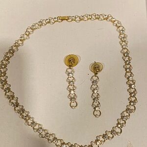 Elegant Gold and Silver Floral Necklace and earring Set